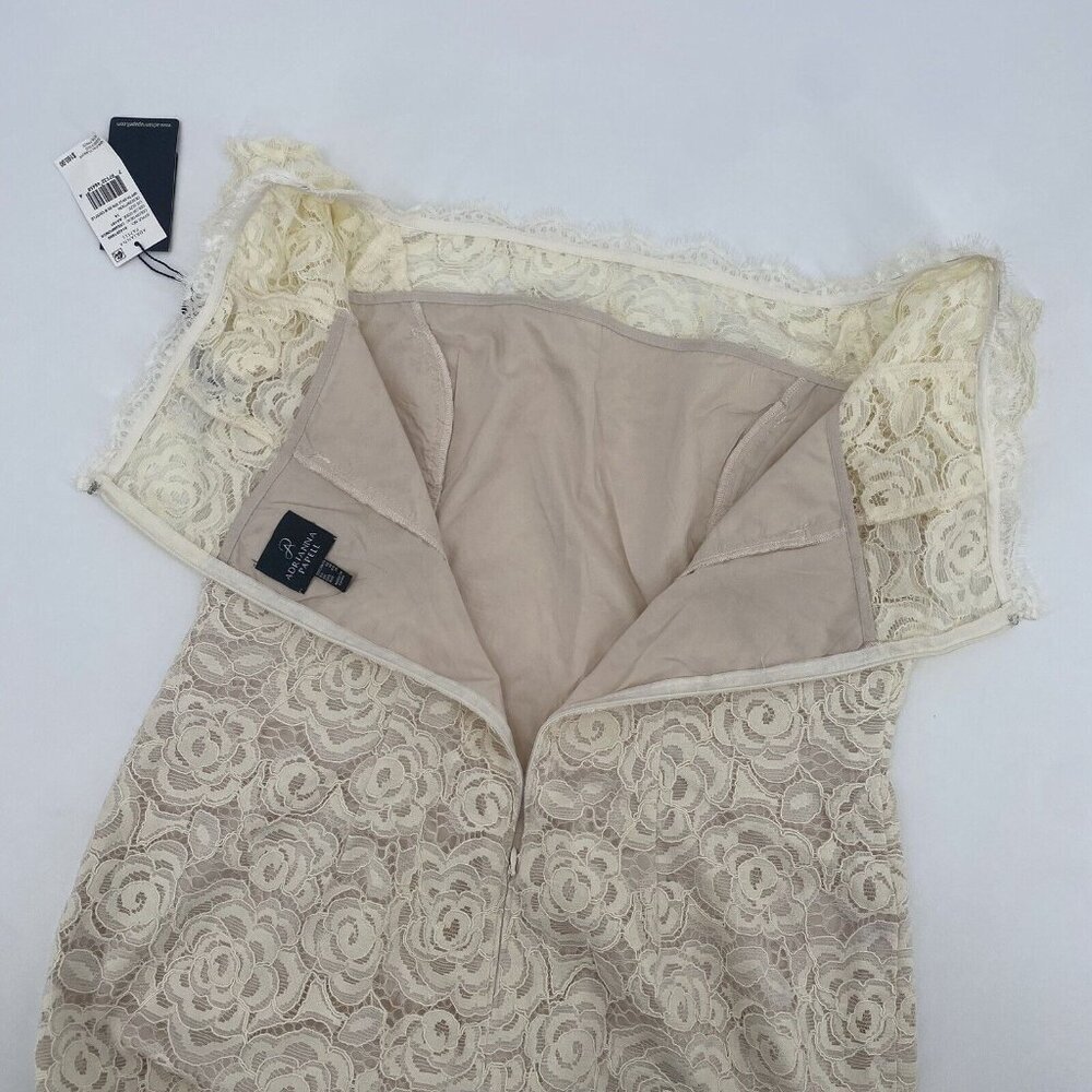Adrianna Papell Size 14 Off Shoulder Lace Sheath Dress Cream Wedding *NWT* - Picture 10 of 11